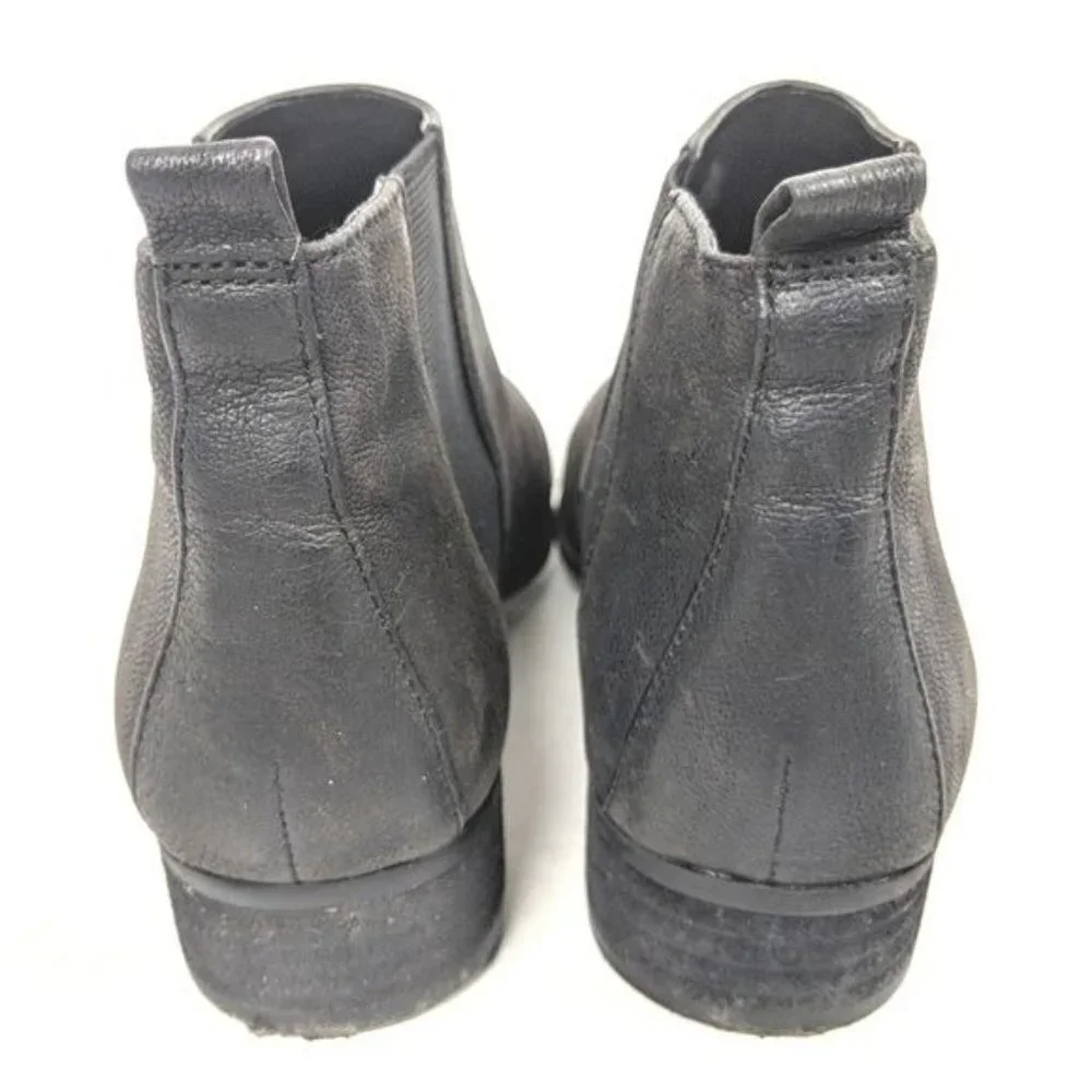 Nine West Ankle Boots Womens 6‎ Leather Slip On Pointed Toe Black Nwnolynn